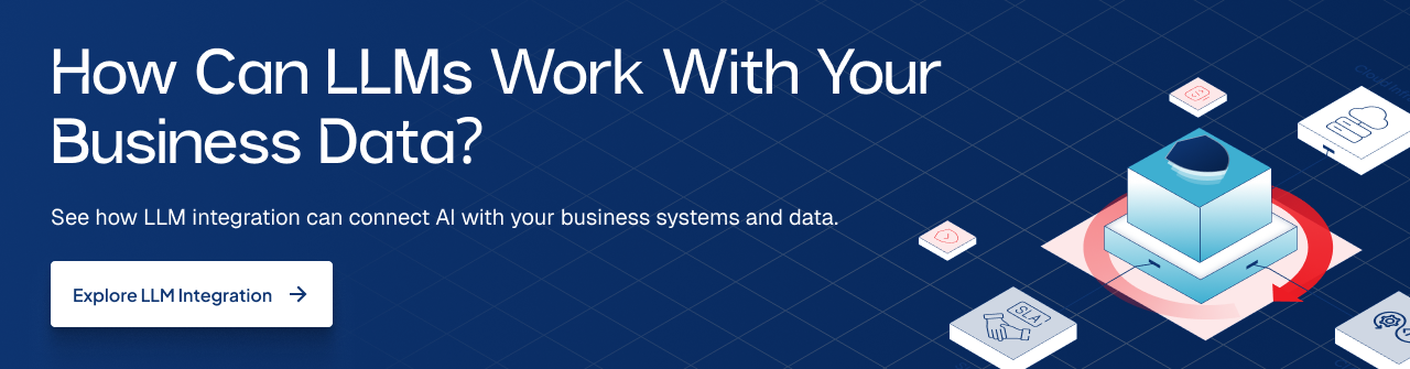 LLM integration with business data and systems for AI-powered workflows.